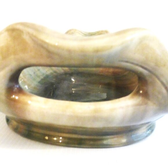 17.5" Deep POTTERY DISH w/ HANDLES Maker's Mark Pottery Planter Pottery Server - Picture 4 of 14